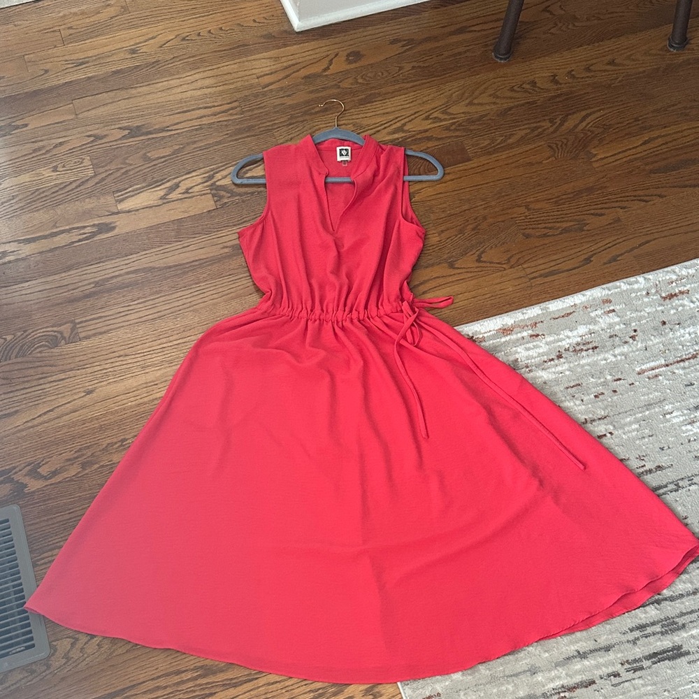 Anne Klein Coral Sleeveless Midi Dress with elastic tie waist - barely worn - Picture 5 of 6